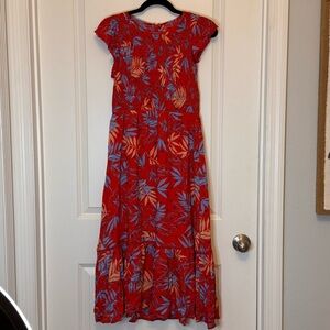 Lost + Wander Red and Blue Flutter Sleeve Sundress